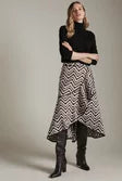 Geo Jacquard Wrap Frill Skirt