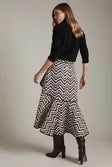 Geo Jacquard Wrap Frill Skirt