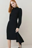 Soft Tailored High Low Sleeved Midi Dress