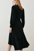 Soft Tailored High Low Sleeved Midi Dress