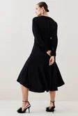 Soft Tailored Wrap Sleeved High Low Midi Dress