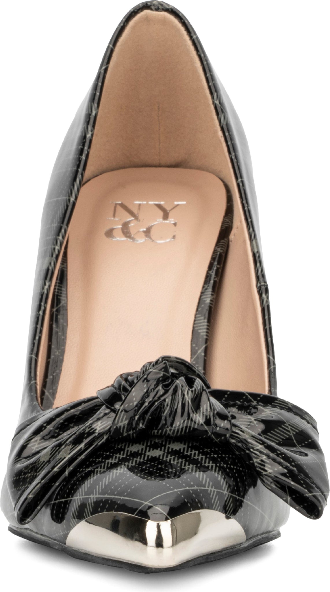 NEW YORK AND COMPANY Wendy Metal Accent Bow Pump, Alternate, color, GREY