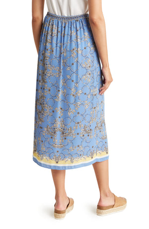 MAX STUDIO Floral Crepe Midi Wrap Skirt, Alternate, color, CHAMBRAY/ YELLOW PEONY