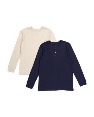 Little Boy 2pk Thermal Henley Tees