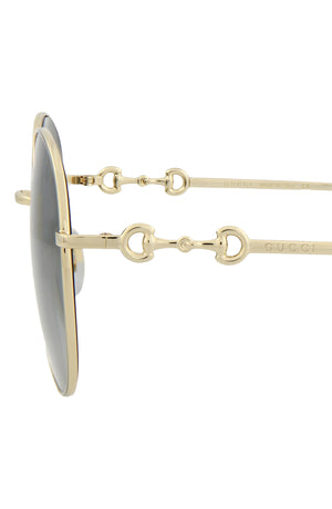 Gucci 59mm Round Sunglasses, Alternate, color, GOLD GOLD GREY