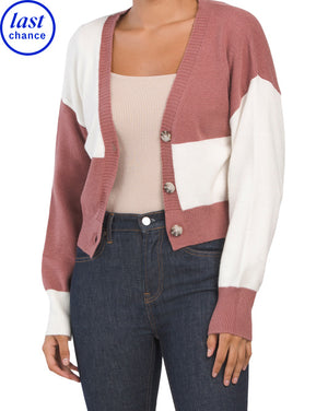 Color Block Cropped Cardigan