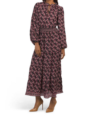 Peasant Sleeve Tiered Maxi Dress