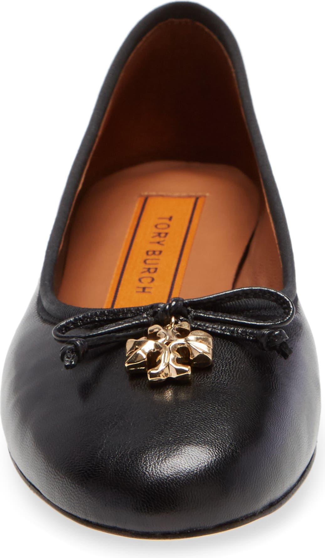 TORY BURCH Logo Charm Ballet Flat, Alternate, color, PERFECT BLACK / PERFECT BLACK