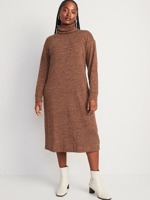 Image number 5 showing, Long-Sleeve Turtleneck Midi Sweater Shift Dress for Women