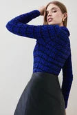 Check Tweed Collar Knit Top