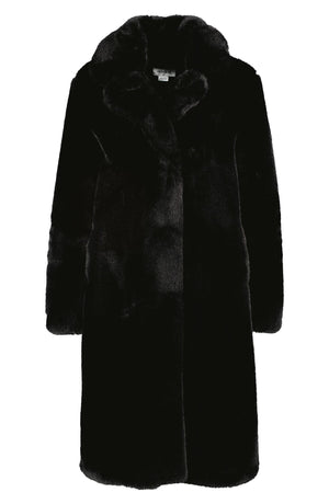 NOIZE Faux Fur Longline Coat, Alternate, color, BLACK