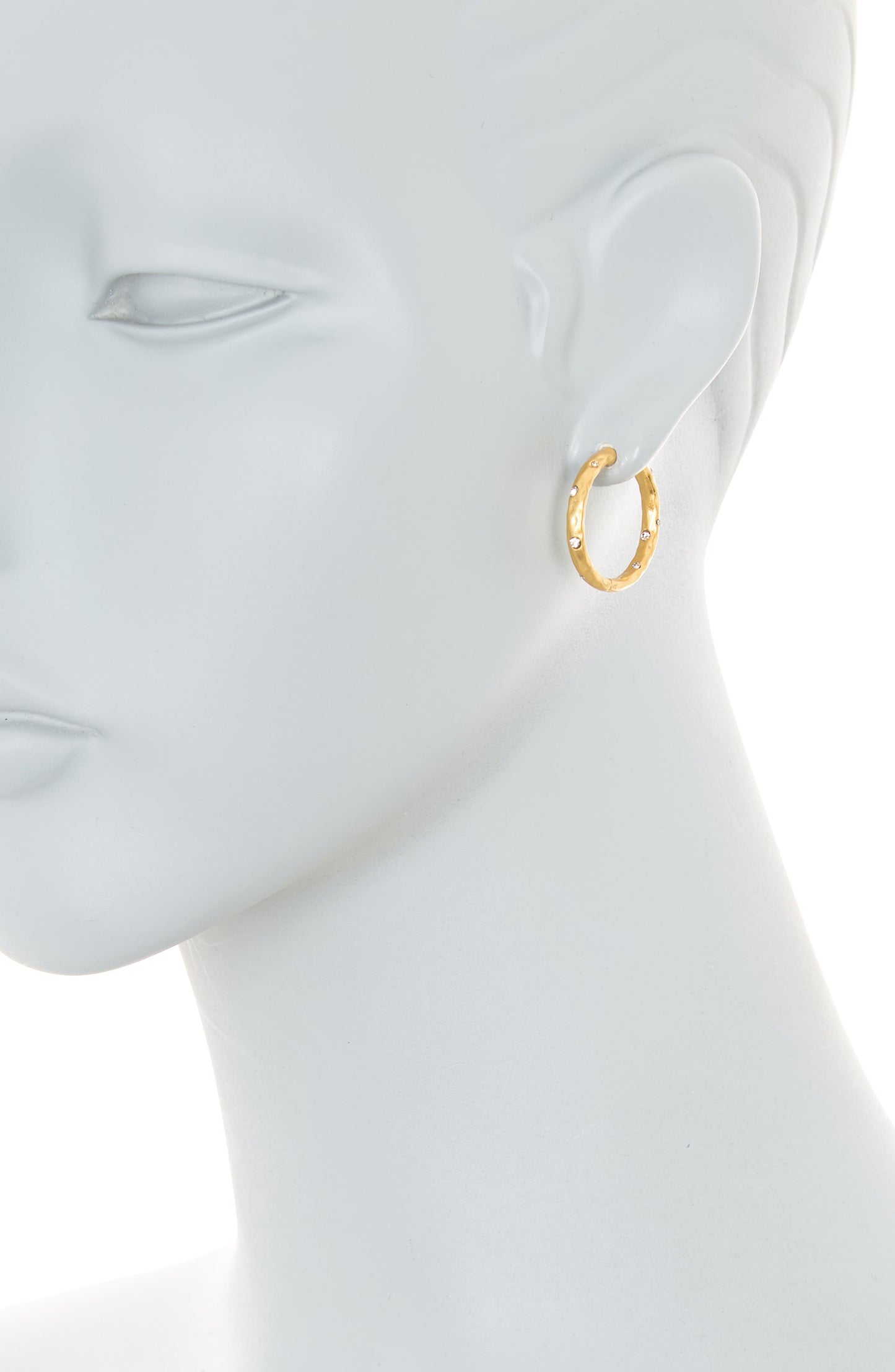 KATE SPADE NEW YORK cz hammered huggie hoop earrings, Alternate, color, CLEAR/ GOLD