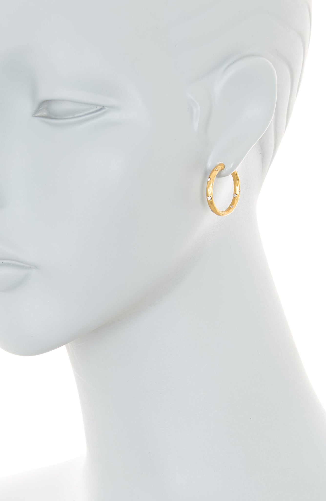 KATE SPADE NEW YORK cz hammered huggie hoop earrings, Alternate, color, CLEAR/ GOLD