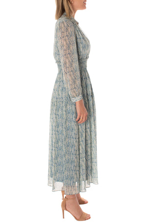 TAYLOR DRESSES Long Sleeve Smocked Maxi Dress, Alternate, color, SAGE PERIWINKLE