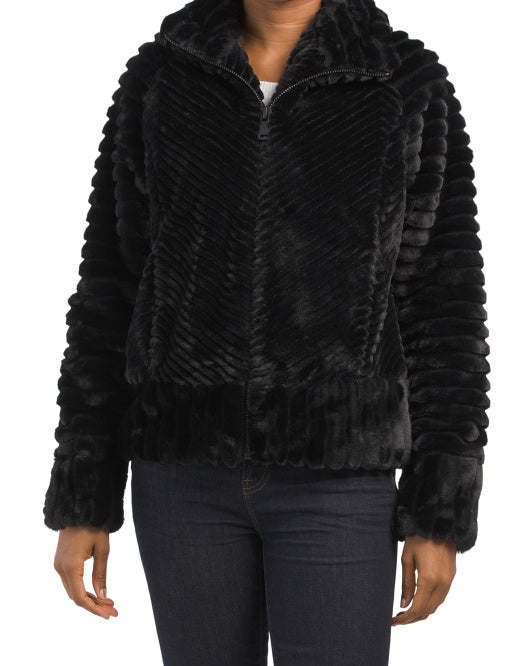 Textured Faux Fur Jacket