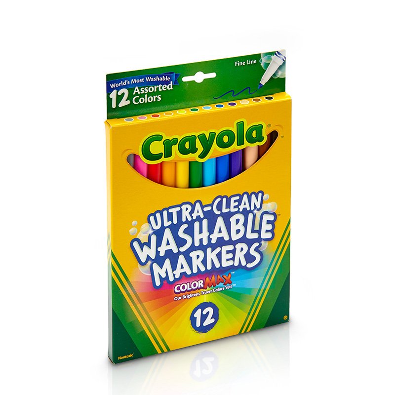image 5 of Crayola Washable Marker Set, 12-Colors, Fine