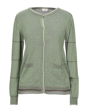 EMMA & GAIA Cardigan Green 40% Metallic fiber, 30% Viscose, 15% Lyocell, 15% Polyester