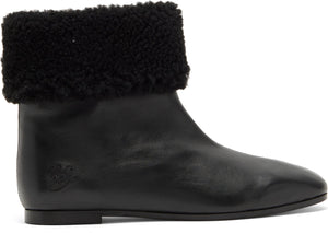 MANSUR GAVRIEL Genuine Shearling Cuff Bootie, Alternate, color, BLACK