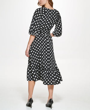 Polka Dot Silky Crepe Midi Dress