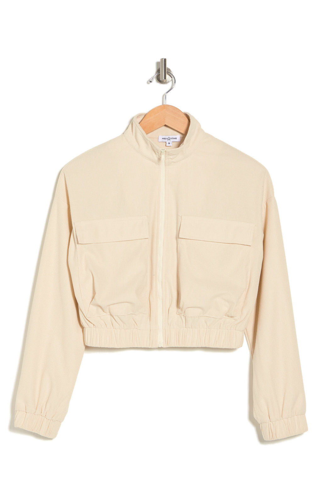 AREA STARS Waffle Knit Crop Jacket, Main, color, IVORY