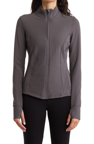 90 DEGREE BY REFLEX Interlink Thumbhole Zip Front Jacket, Alternate, color, PAVEMENT