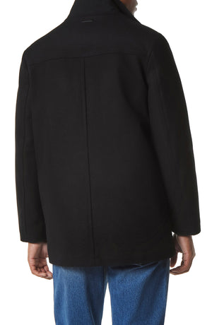 ANDREW MARC Coyle Wool Blend Bib Coat, Alternate, color, BLACK