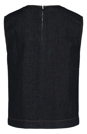 Stella McCartney Piper Denim Sleeveless Top, Alternate, color, DARK INDIGO