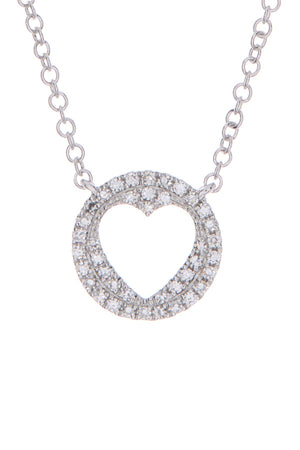 RON HAMI 14K White Gold Pave Diamond Heart Cutout Pendant Necklace - 0.09 ctw, Main, color, WHITE GOLD/DIAMOND