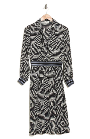 WEST KEI Long Sleeve Stripe Shirtdress, Alternate, color, BLACK/ WHITE