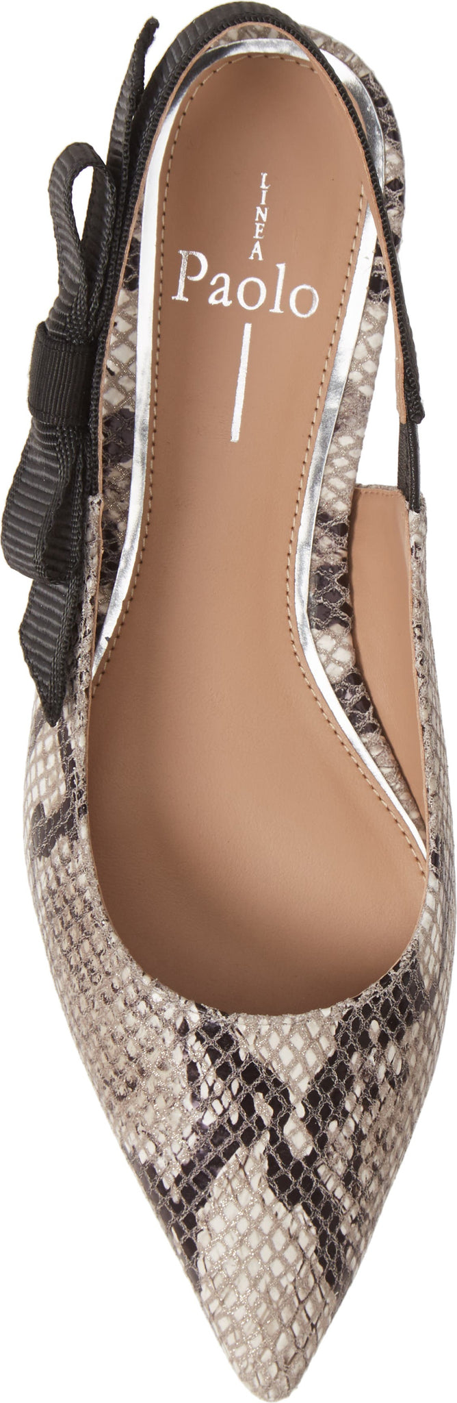 LINEA PAOLO Darcy II Slingback Flat, Main, color, WHITE/ BLACK/ TAUPE LEATHER