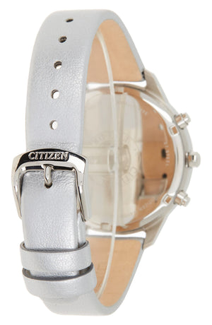 CITIZEN Women's Pearl Chronograph Silver Leather Watch, 39mm, Alternate, color, SILVER