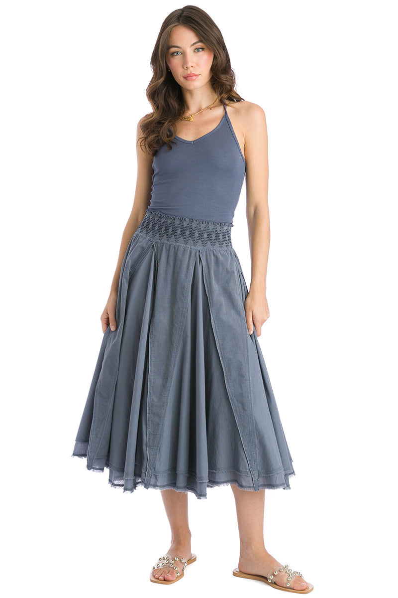 Smocked Waist Corduroy Diamond Skirt