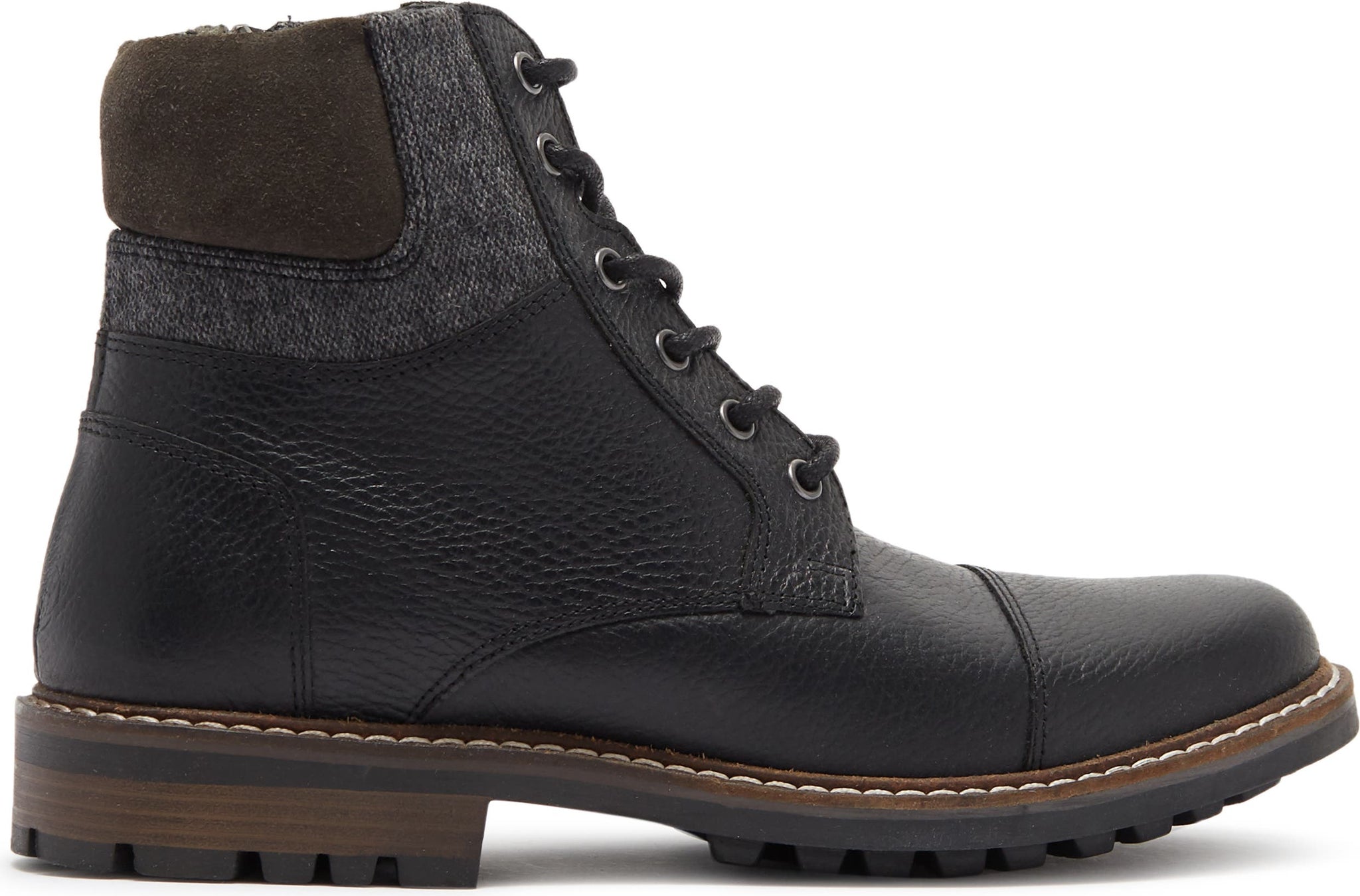 CREVO Trinidad Cap Toe Leather Lace-Up Boot, Alternate, color, BLACK