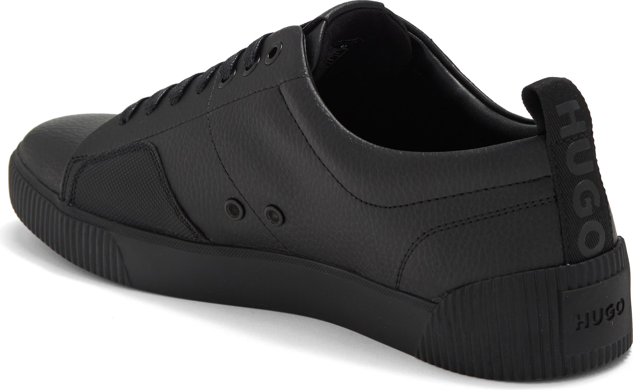 BOSS Zero Pebbled Leather Low Top Sneaker, Alternate, color, BLACK