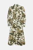Vintage Toile Cotton Sateen Midi Shirt Dress