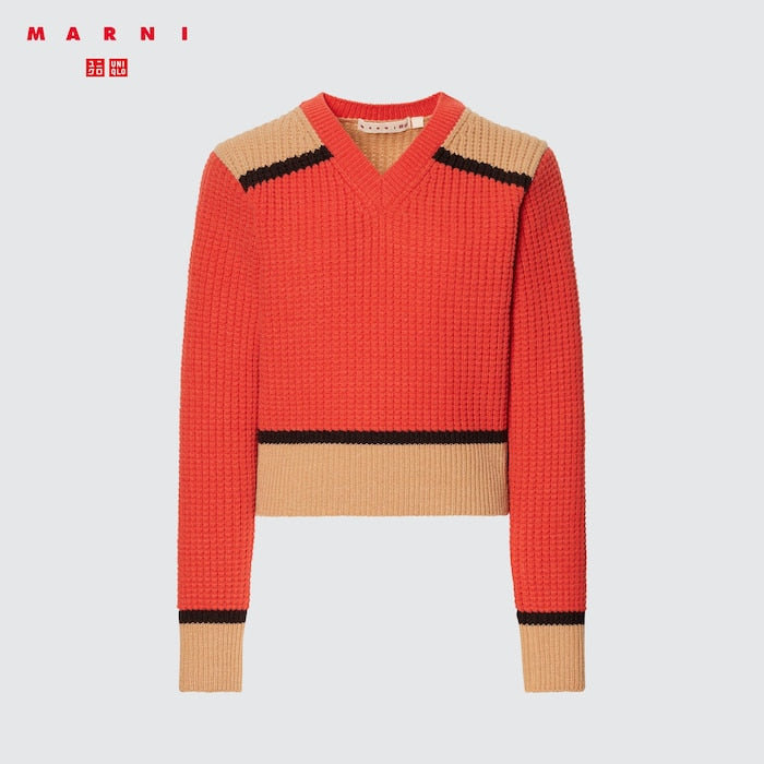 Knitted V-Neck Long-Sleeve Sweater (MARNI)