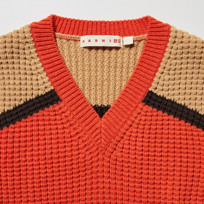 Knitted V-Neck Long-Sleeve Sweater (MARNI)