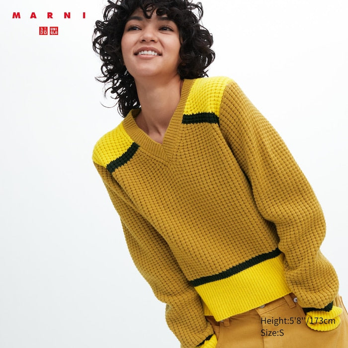 Knitted V-Neck Long-Sleeve Sweater (MARNI)