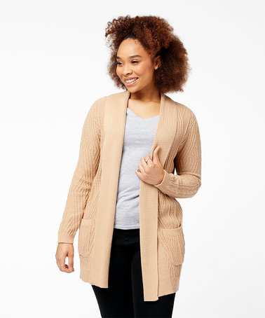 Dark Rust Ribbed-Hem Snap Cardigan - Women