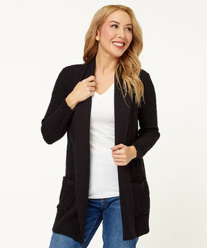 Dark Rust Ribbed-Hem Snap Cardigan - Women