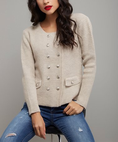 Dark Rust Ribbed-Hem Snap Cardigan - Women