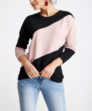 Milan Kiss | Gray & Black Color Block Sweater - Women