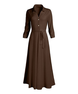 Lily | Brown Tie-Waist Maxi Shirt Dress - Women & Plus